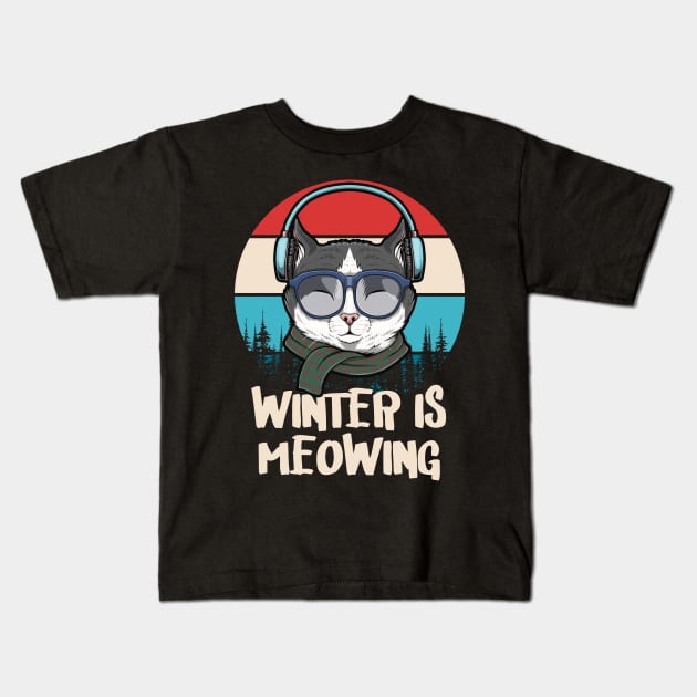 Funny Cat Motif Winter Scarf Cat Gift Kids T-Shirt by Foxxy Merch